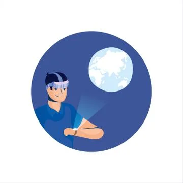 Man using reality virtual tech in smartwatch Stock Illustration