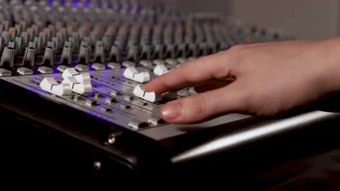 Man using Recording Studio desk Faders Video stock 170788168