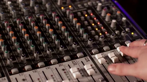 Man using Recording Studio desk Faders Video stock 170788611