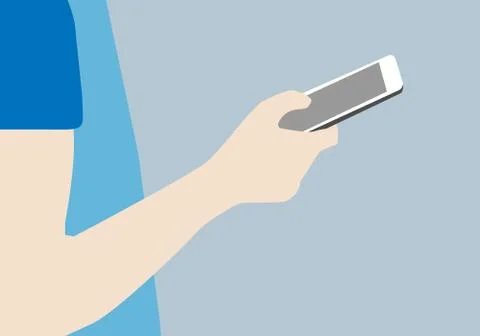 A man using right hand texting cellphone Illustrazione stock