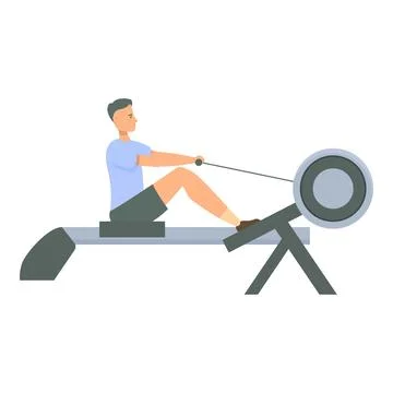 Man using rowing machine in gym for cardio workout Stock Illustration