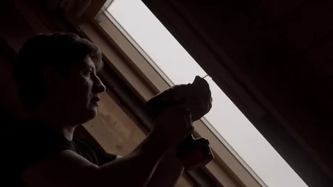 Man using screwdriver in slow motion Stock Footage 72318800