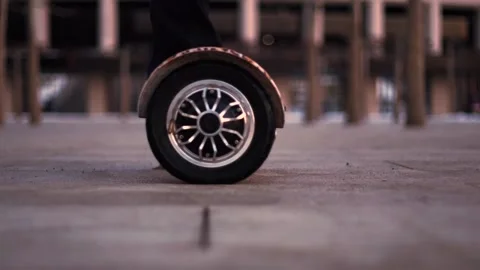 Man using a self-balancing two-wheeled board. Stock Footage 147180859