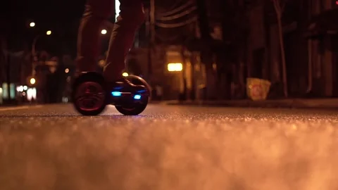 Man using a self-balancing two-wheeled board. Stock Footage 147663784
