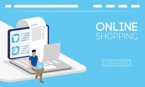 Man using shopping online tech in smartphone Illustrazione stock