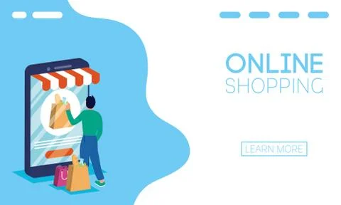 Man using shopping online tech in smartphone 스톡 일러스트
