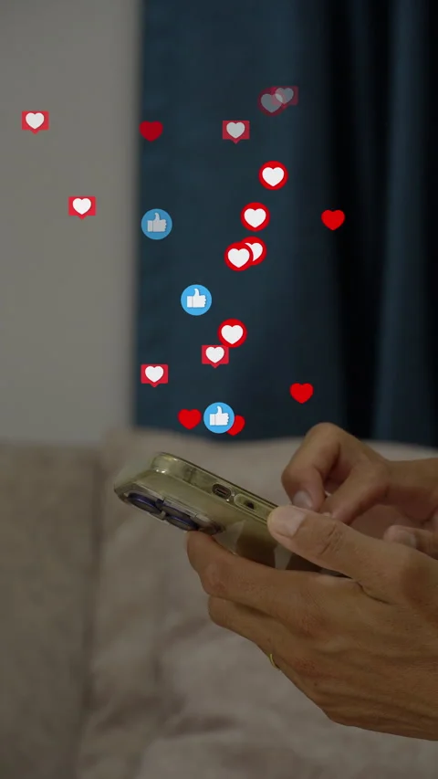 A man using smart phone for like and love on social media. technology in hand. Stock Footage 316398646