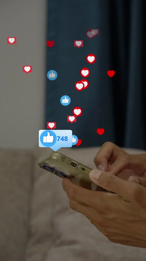 A man using smart phone for like and love on social media. technology in hand. Stock Footage 316398847