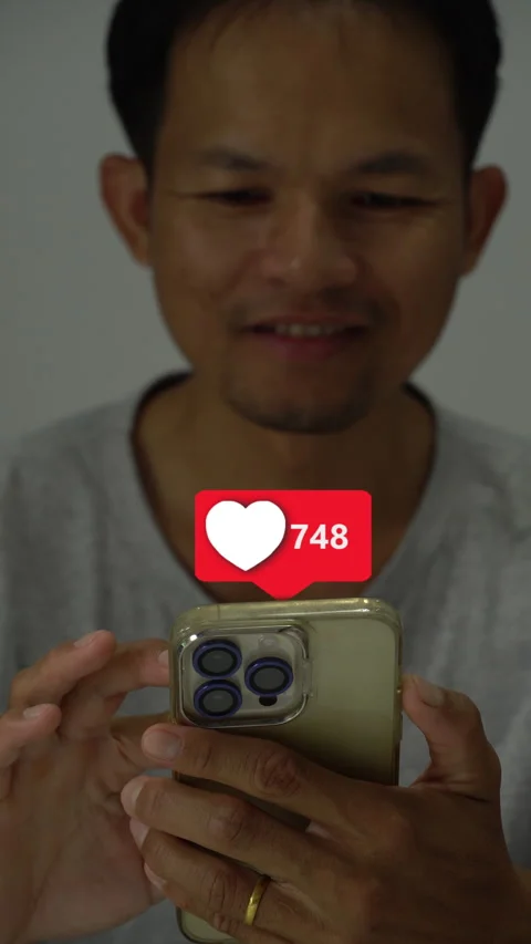 A man using smart phone for like and love on social media. technology in hand. Stock Footage 316398855