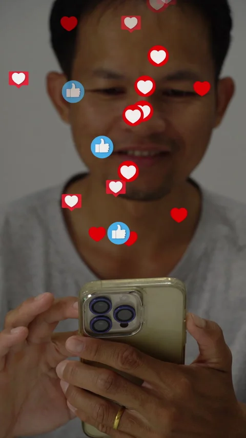 A man using smart phone for like and love on social media. technology in hand. Stock Footage 316398858