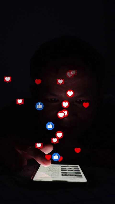 A man using smart phone for like and love on social media. Stock Footage 316579824