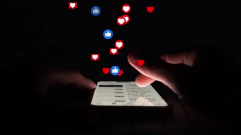 A man using smart phone for like and love on social media. Stock Footage 316579831