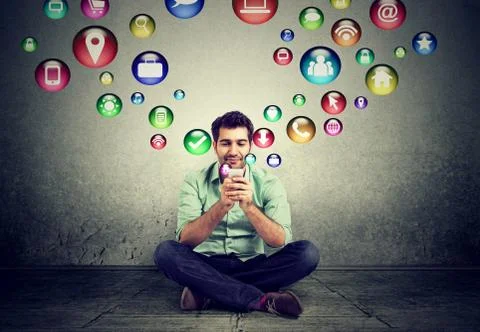 Man using smart phone Stock Photos