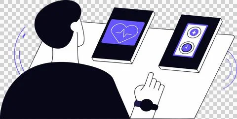 Man using smart wearable technology device for health monitoring and activi.. Stock Illustration