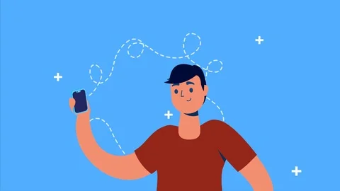 Man using smartphone and social media icons Video stock 126259670