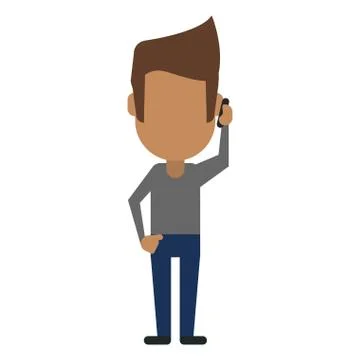Man using smartphone avatar cartoon Stock Illustration