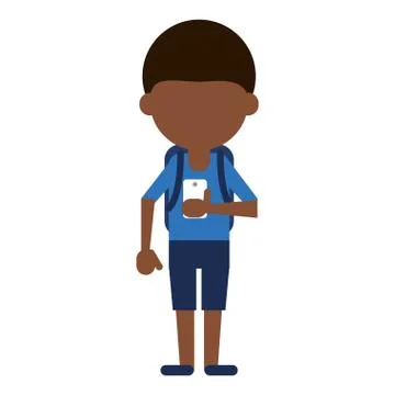 Man using smartphone avatar cartoon Stock Illustration