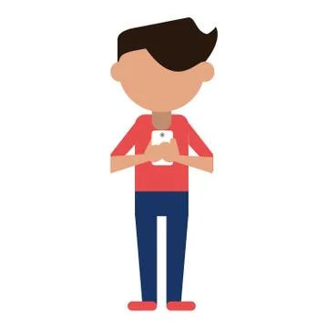 Man using smartphone avatar cartoon Illustrazione stock