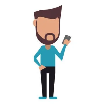 Man using smartphone avatar cartoon Stock Illustration