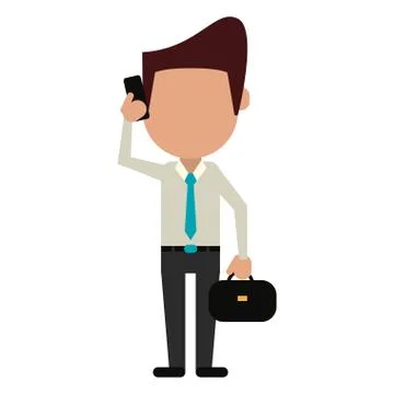 Man using smartphone avatar cartoon Stock Illustration