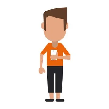 Man using smartphone avatar cartoon Stock Illustration
