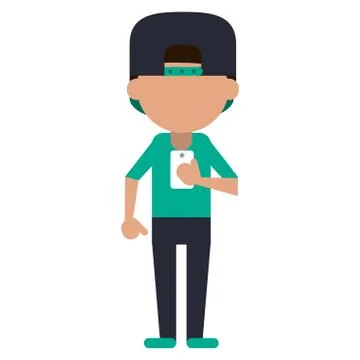 Man using smartphone avatar cartoon Stock Illustration
