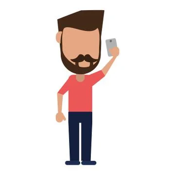 Man using smartphone avatar cartoon Stock Illustration