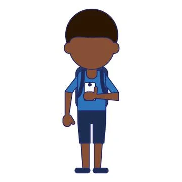 Man using smartphone avatar cartoon Stock Illustration