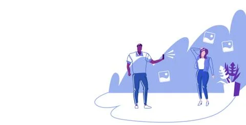 Man using smartphone camera taking photo of african american woman model shoot Stock Illustration