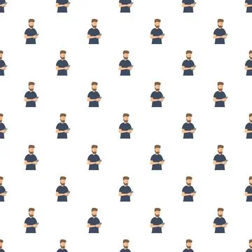 Man using smartphone for communication seamless pattern Stock Illustration