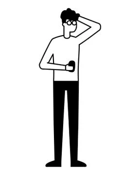 Man using smartphone device on white background Illustrazione stock