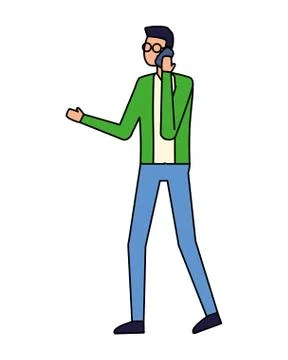 Man using smartphone device on white background Illustrazione stock