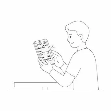Man using smartphone with digital budget app on screen Silhouette 库存插图