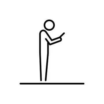 Man using smartphone icon ui people simple line flat illustration Stock Illustration