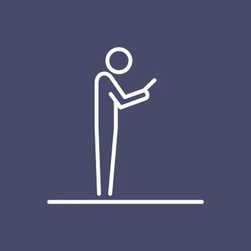 Man using smartphone icon ui people simple line flat illustration Stock Illustration