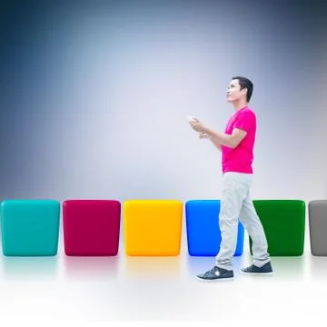 Man Using Smartphone Stock Illustration