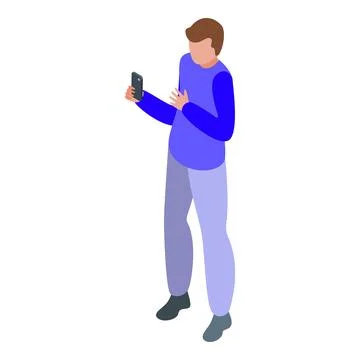 Man using smartphone isometric illustration Illustrazione stock