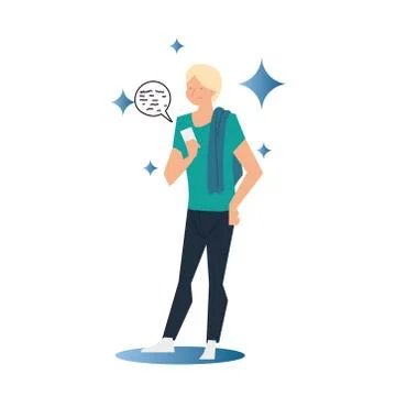 Man using smartphone messaging talk bubble Stock Illustration