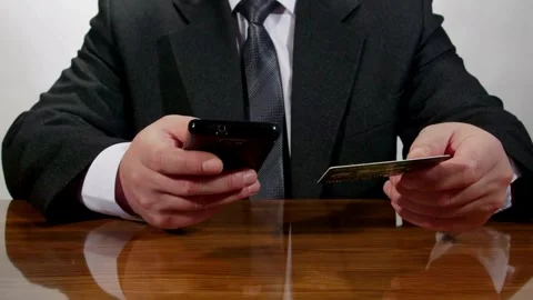 Man using smartphone for online shopping Closeup of male person on mobile Stock Footage 265928388