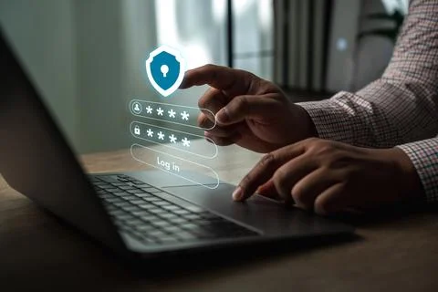 Man using smartphone otp screen verification checking otp code online login.. Foto stock