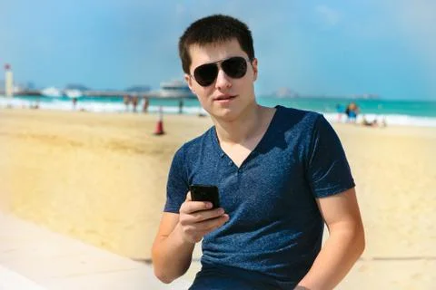 Man using smartphone Stock Photos