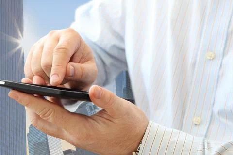 Man using smartphone Stock Photos