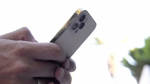 Man using smartphone pressing finger, reading social media internet, typing text Stock-Footage 231598845