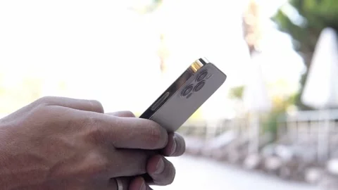 Man using smartphone pressing finger, reading social media internet, typing text Video stock 232956797