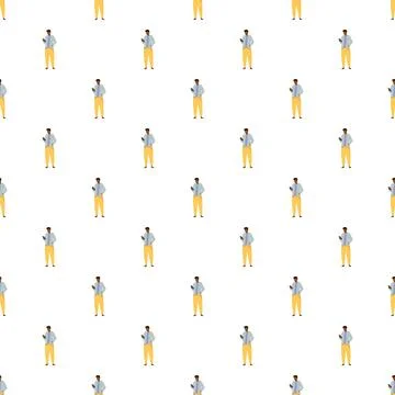 Man using smartphone in seamless communication pattern Stock Illustration