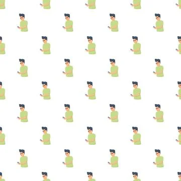 Man using smartphone seamless pattern communication addiction Illustrazione stock