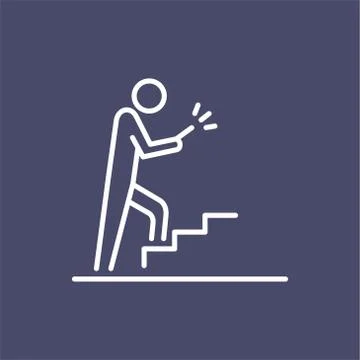 Man using smartphone on the stairs icon business people icon simple line flat Stock Illustration