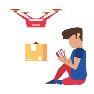 Man using smartphone technology cartoon 스톡 일러스트