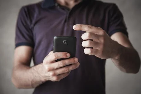 Man using smartphone. Technology, Contact Stock Photos