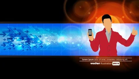 Man using smartphone. Vector Stock Illustration